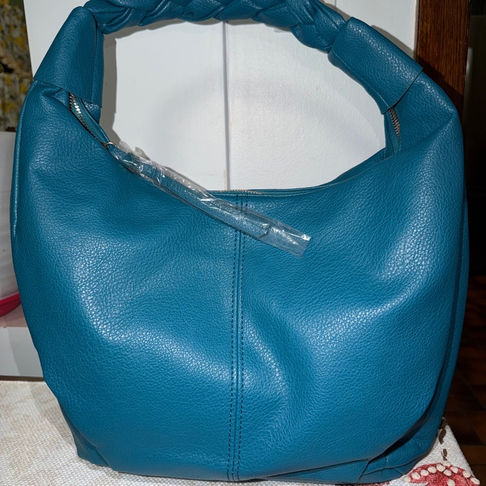 Elegant Teal Hobo Bag with Braided Handle